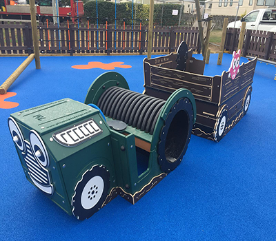 school playground equipment with train